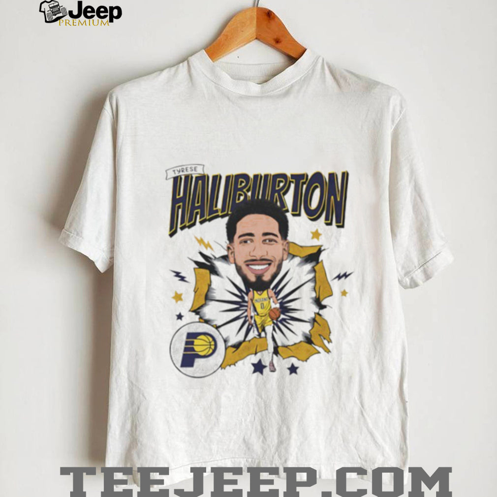 Tyrese Haliburton Indiana Pacers Basketball Star Cartoon Graphic T Shirt