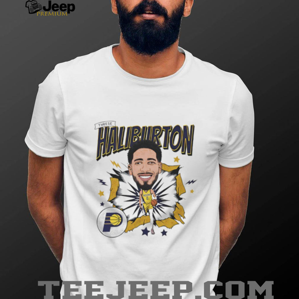 Tyrese Haliburton Indiana Pacers Basketball Star Cartoon Graphic T Shirt