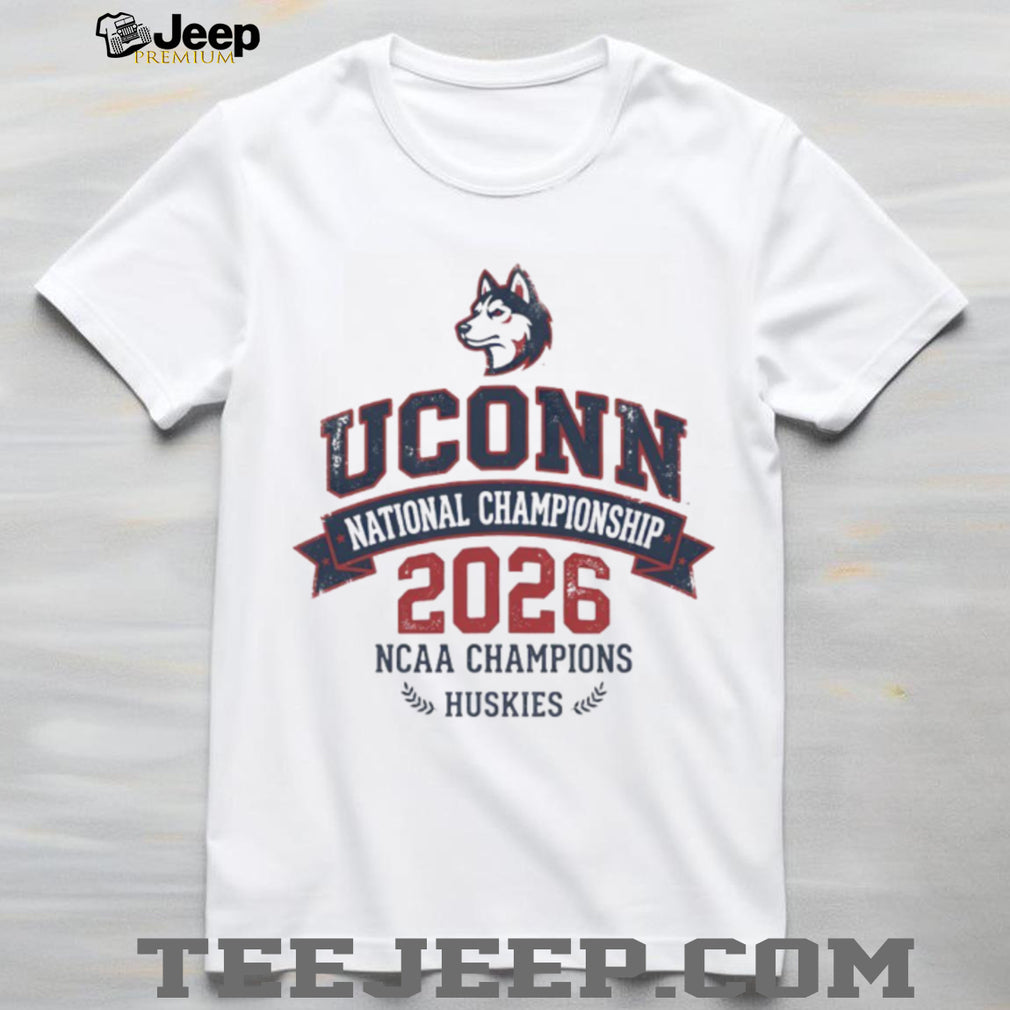 UConn Huskies 2026 NCAA Champions Collegiate Ribbon White T Shirt