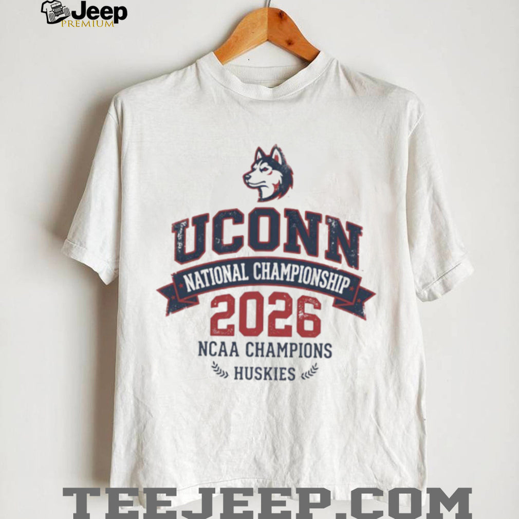 UConn Huskies 2026 NCAA Champions Collegiate Ribbon White T Shirt