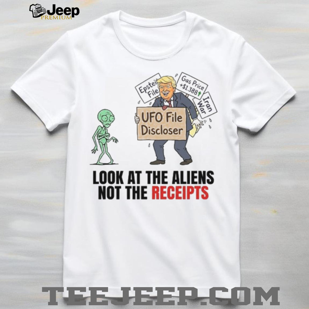 UFO File Discloser Political Satire Alien Receipt Graphic T Shirt
