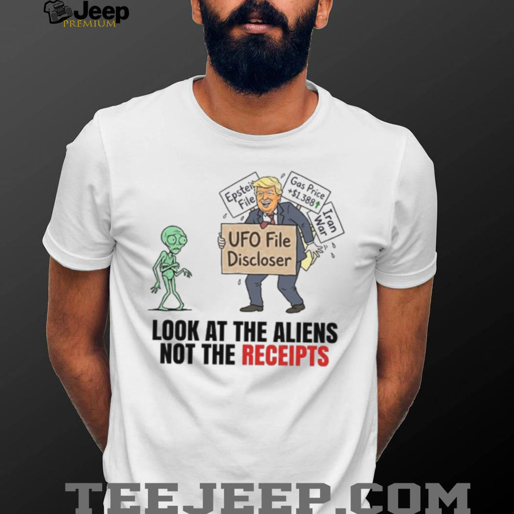 UFO File Discloser Political Satire Alien Receipt Graphic T Shirt