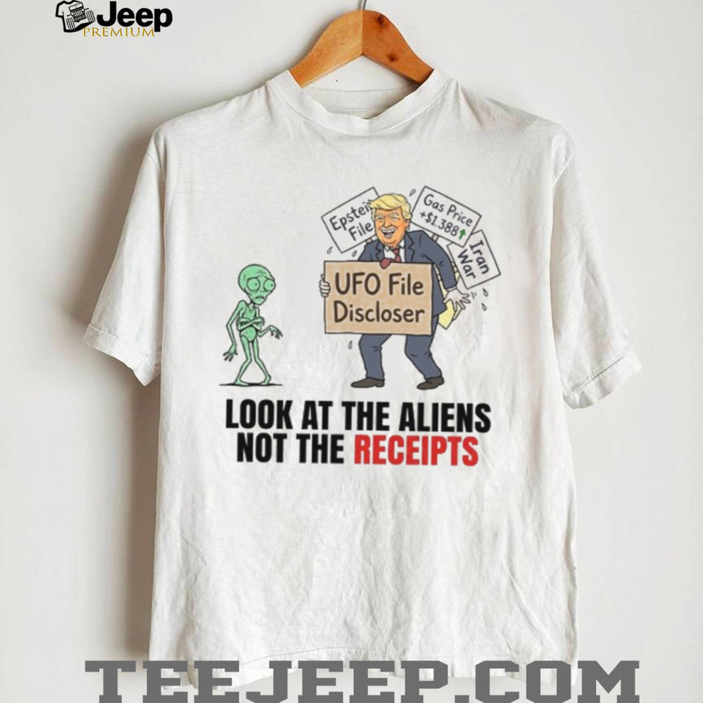 UFO File Discloser Political Satire Alien Receipt Graphic T Shirt