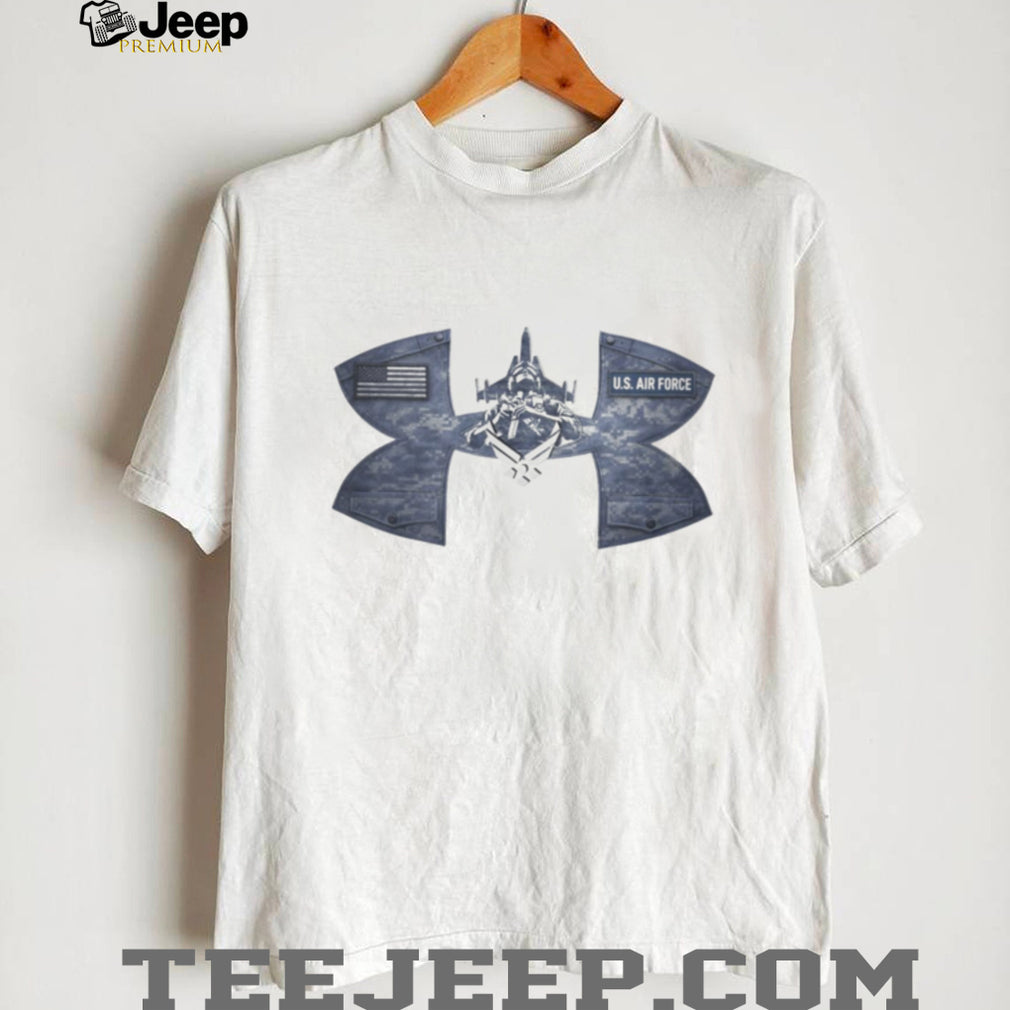 US Air Force Blue Camo Jet Pilot Military Pride White T Shirt