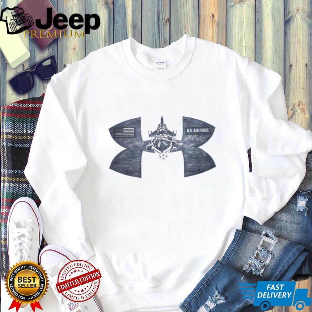 US Air Force Blue Camo Jet Pilot Military Pride White T Shirt
