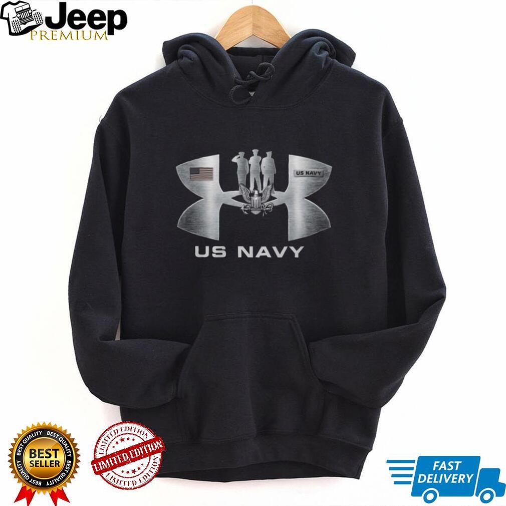 US Navy Veterans Tribute Brushed Metal Shield Graphic T Shirt
