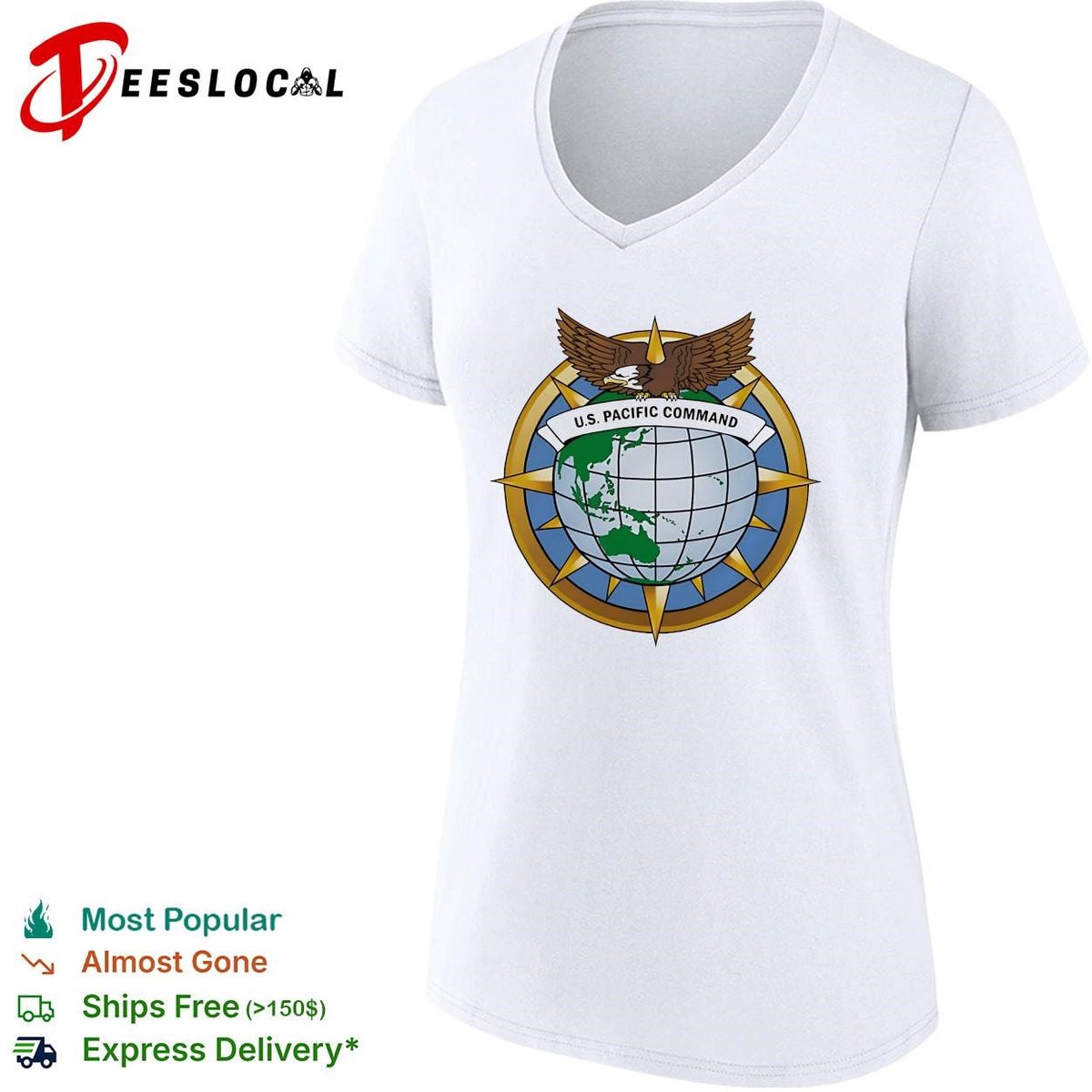 US Pacific Command eagle and globe compass star emblem badge graphic shirt