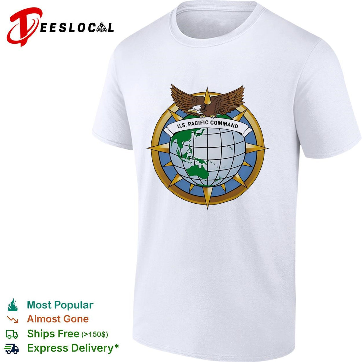 US Pacific Command eagle and globe compass star emblem badge graphic shirt