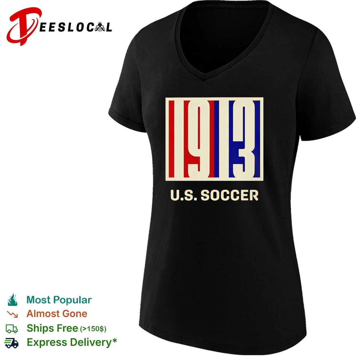 US Soccer 1913 vintage badge design bold lettering graphic shirt