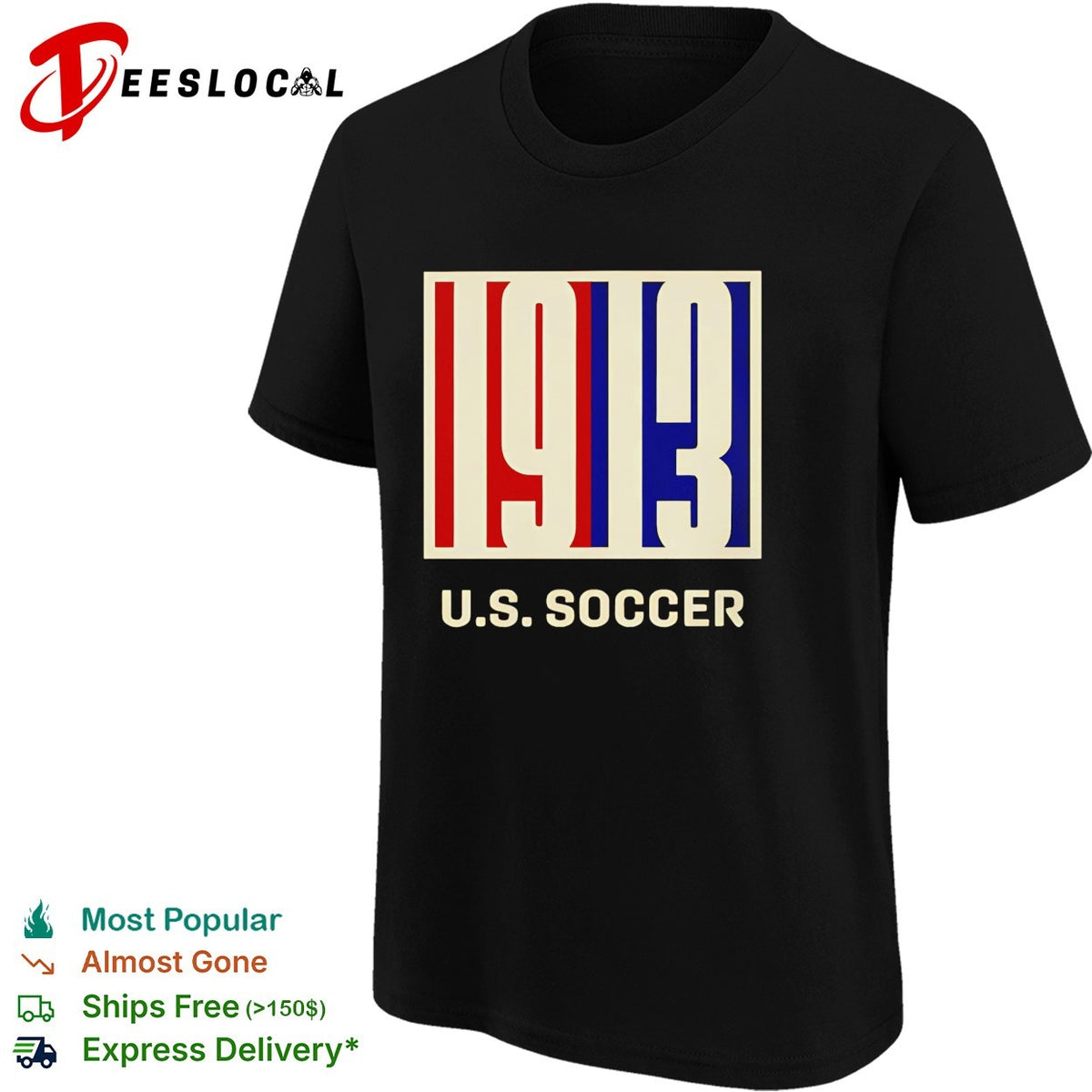 US Soccer 1913 vintage badge design bold lettering graphic shirt