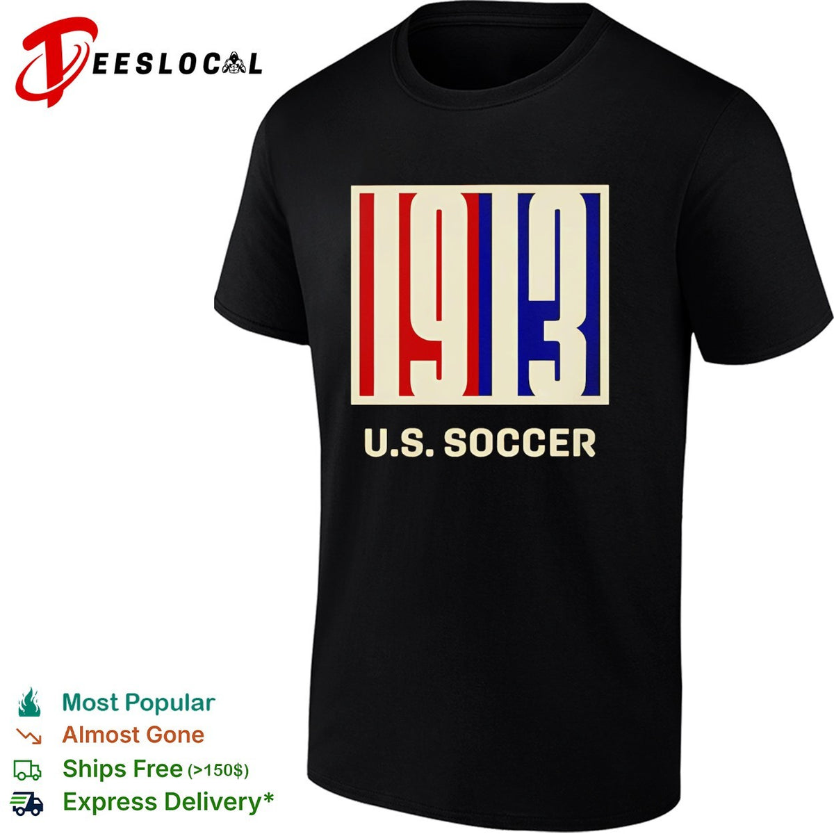 US Soccer 1913 vintage badge design bold lettering graphic shirt