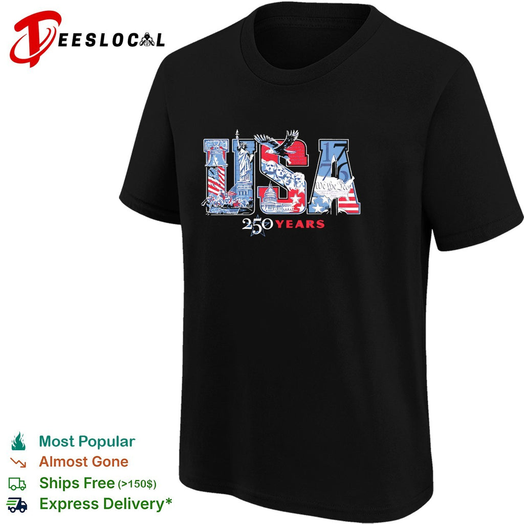 USA 250 years Statue of Liberty flag fireworks patriotic shirt