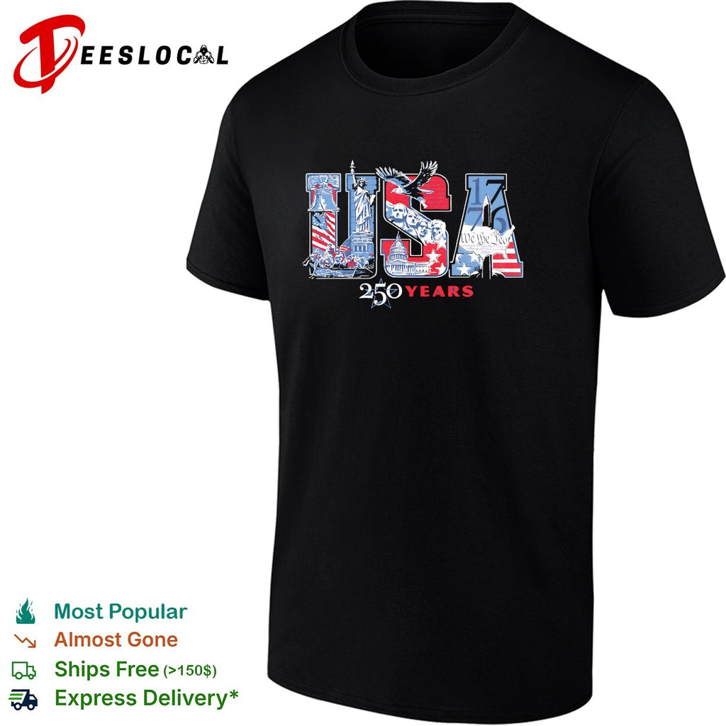 USA 250 years Statue of Liberty flag fireworks patriotic shirt