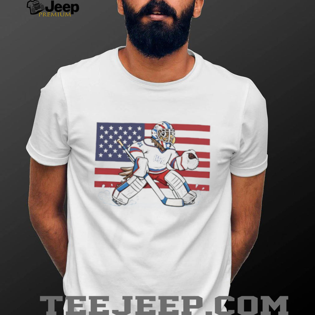 USA Eagle Goalie Hockey Patriot American Flag T Shirt