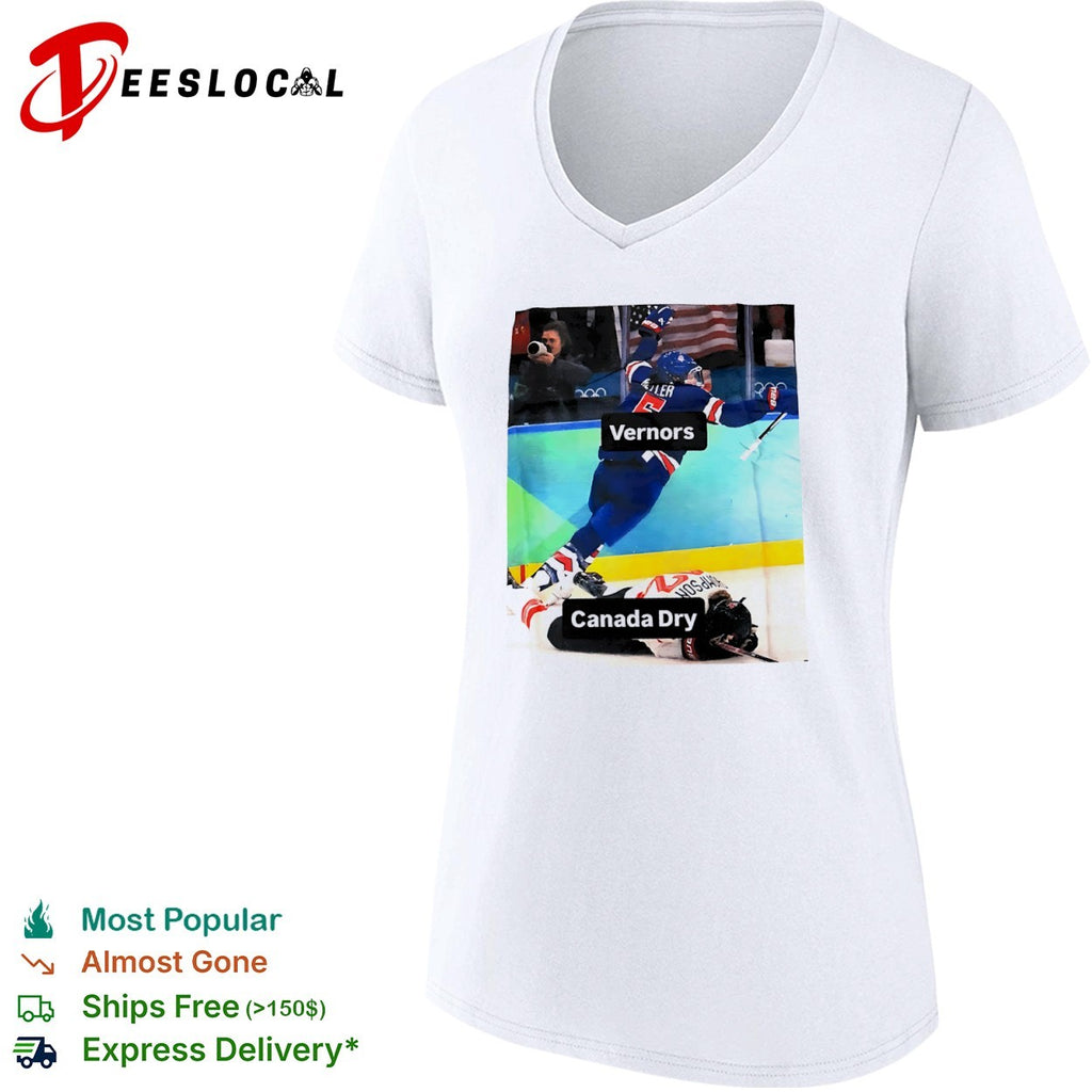 USA Keller Canada Thompson ginger ale meme hockey tackle Vernors Canada Dry shirt