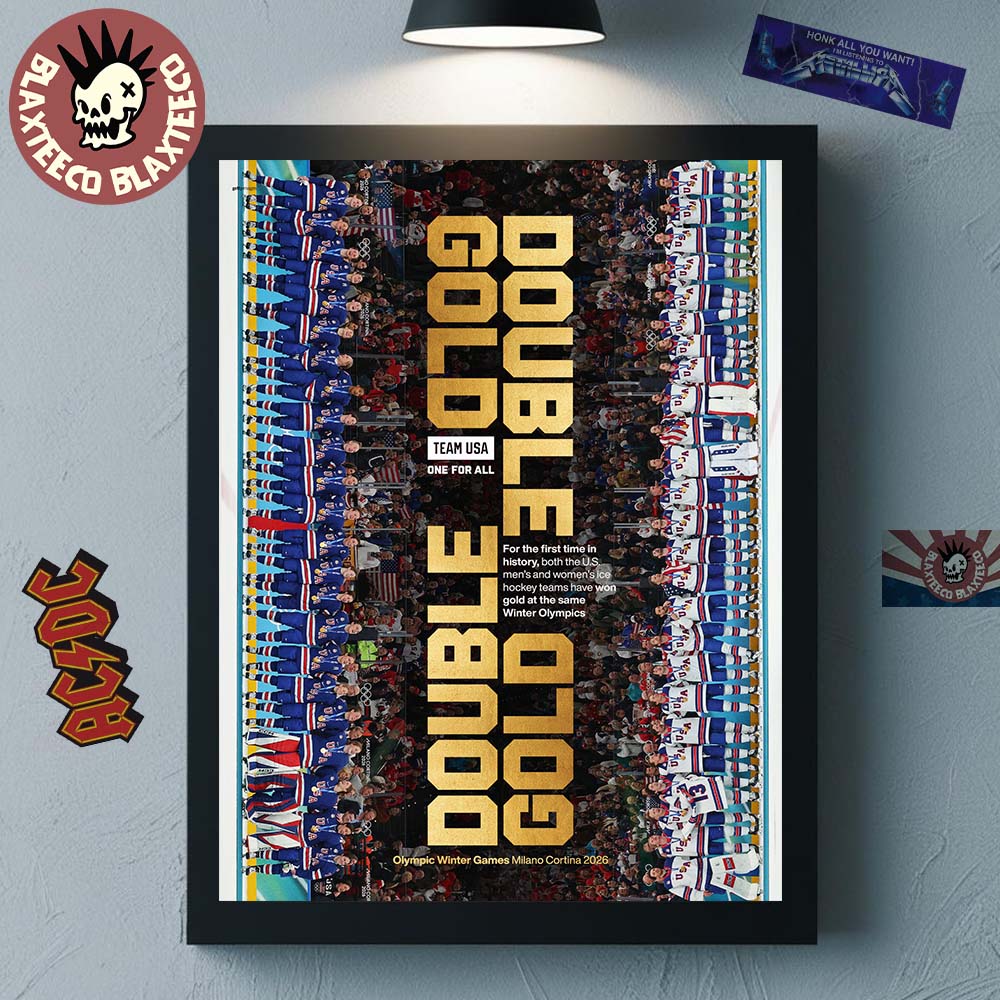 USA Men’s And Women’s Olympic Hockey Team Double Gold Olympic Winter Milano Cortina 2026 Golden Medal For The First Time In History Poster Canvas