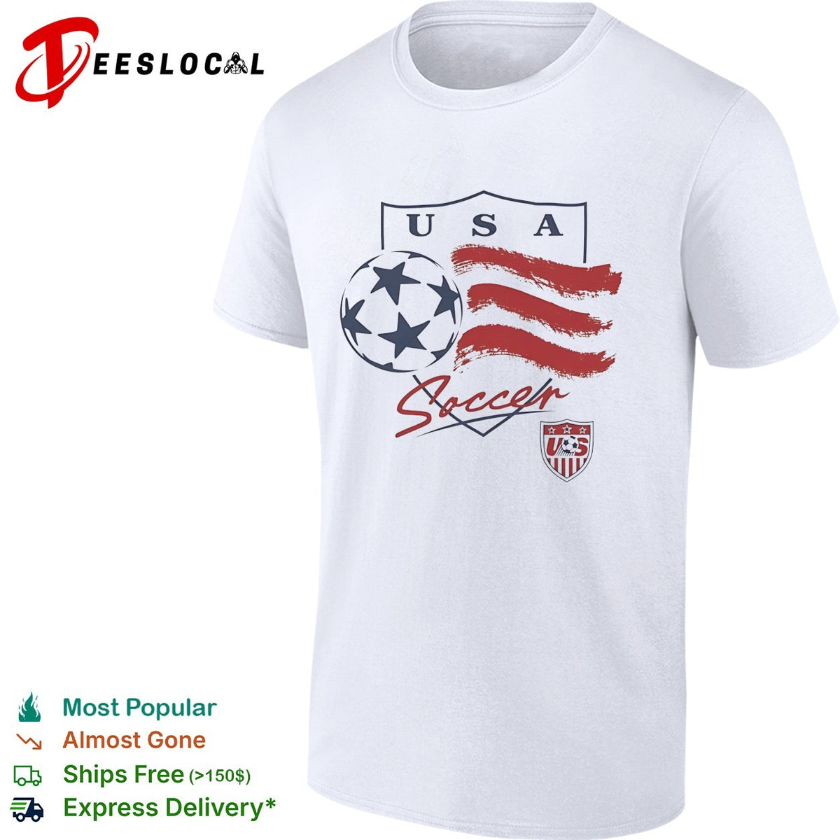 USA Soccer Star Ball and Brush Stroke Shield Logo National Team United States shirt