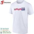 USA Soccer wavy stripes flag three stars minimal white shirt