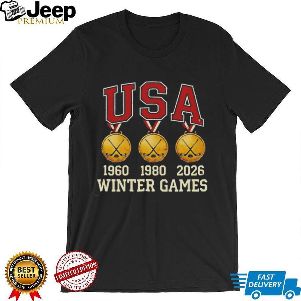 USA Winter Games Hockey Gold Medal 1960 1980 2026 Vintage T Shirt
