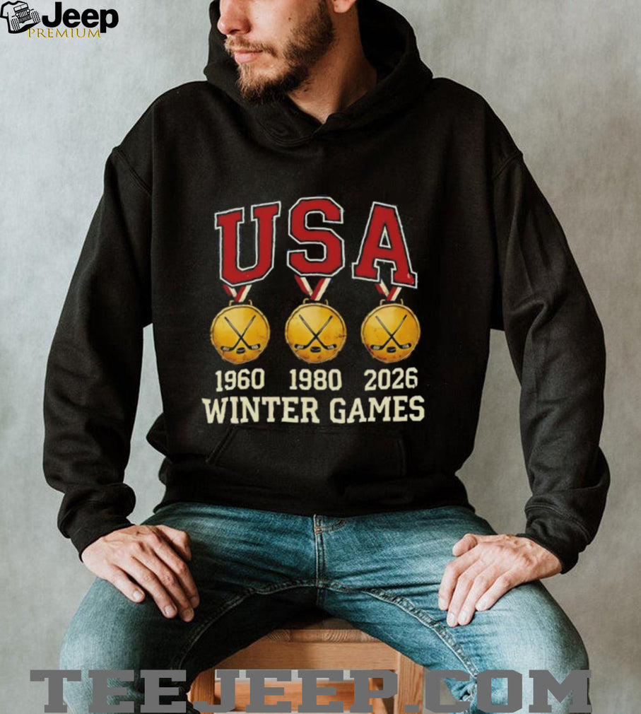 USA Winter Games Hockey Gold Medal 1960 1980 2026 Vintage T Shirt