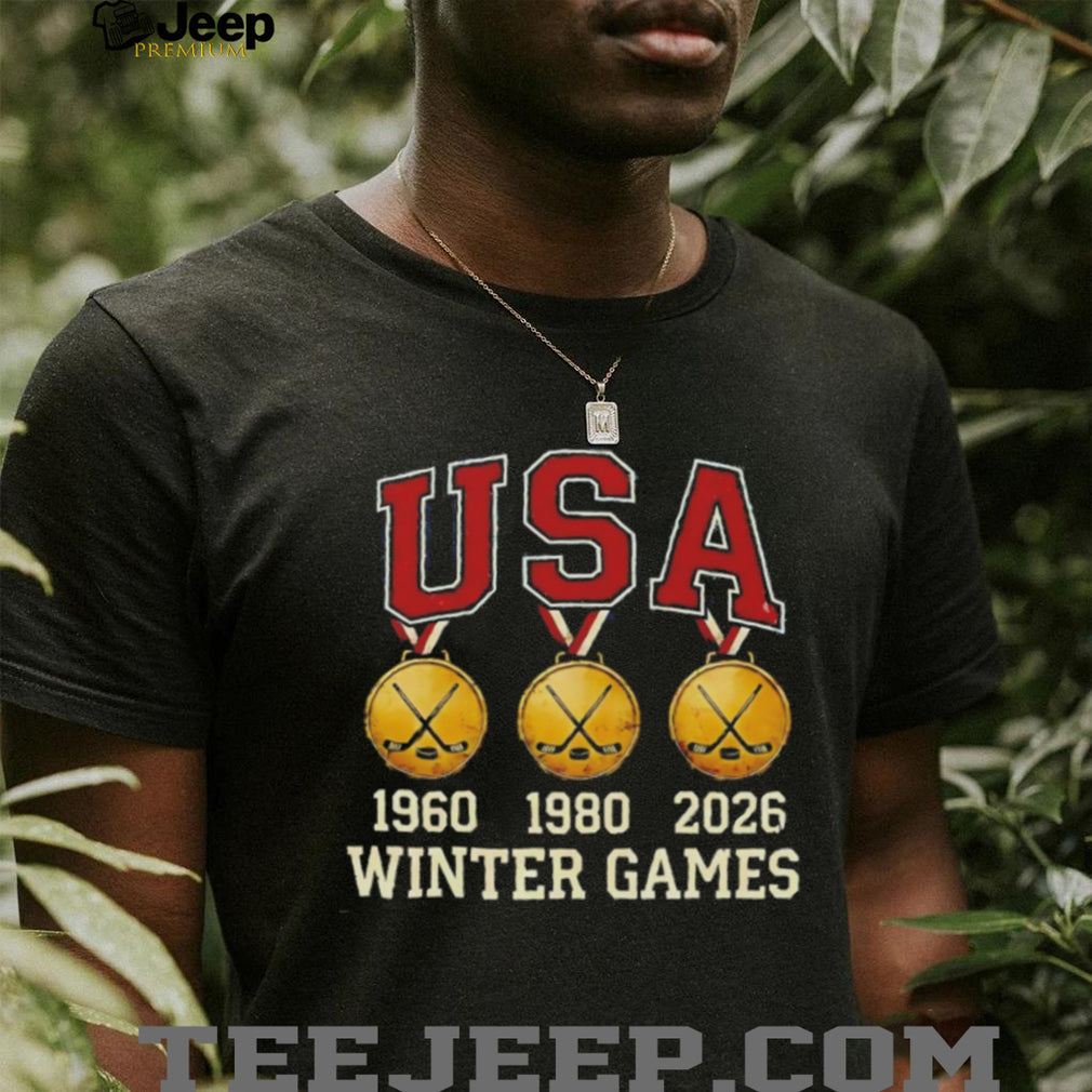 USA Winter Games Hockey Gold Medal 1960 1980 2026 Vintage T Shirt