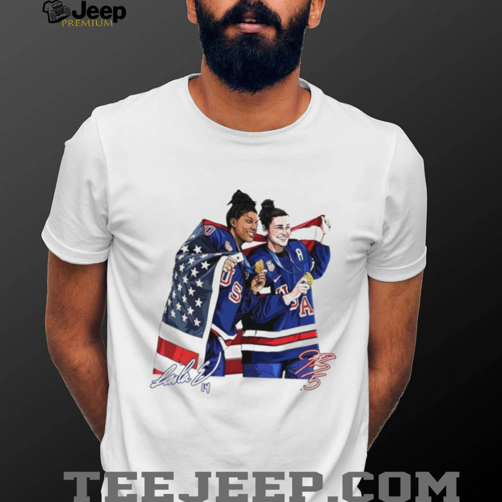 USA Women’s Ice Hockey Gold Medalists Knight and Edwards Signature T Shirt