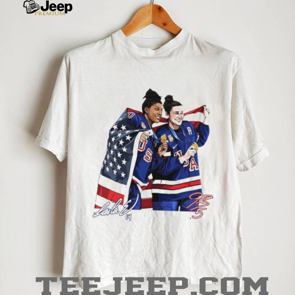 USA Women’s Ice Hockey Gold Medalists Knight and Edwards Signature T Shirt