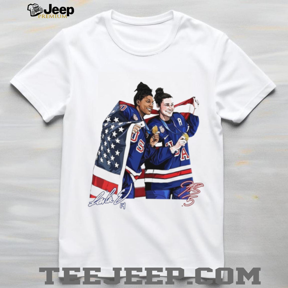 USA Women’s Ice Hockey Gold Medalists Knight and Edwards Signature T Shirt