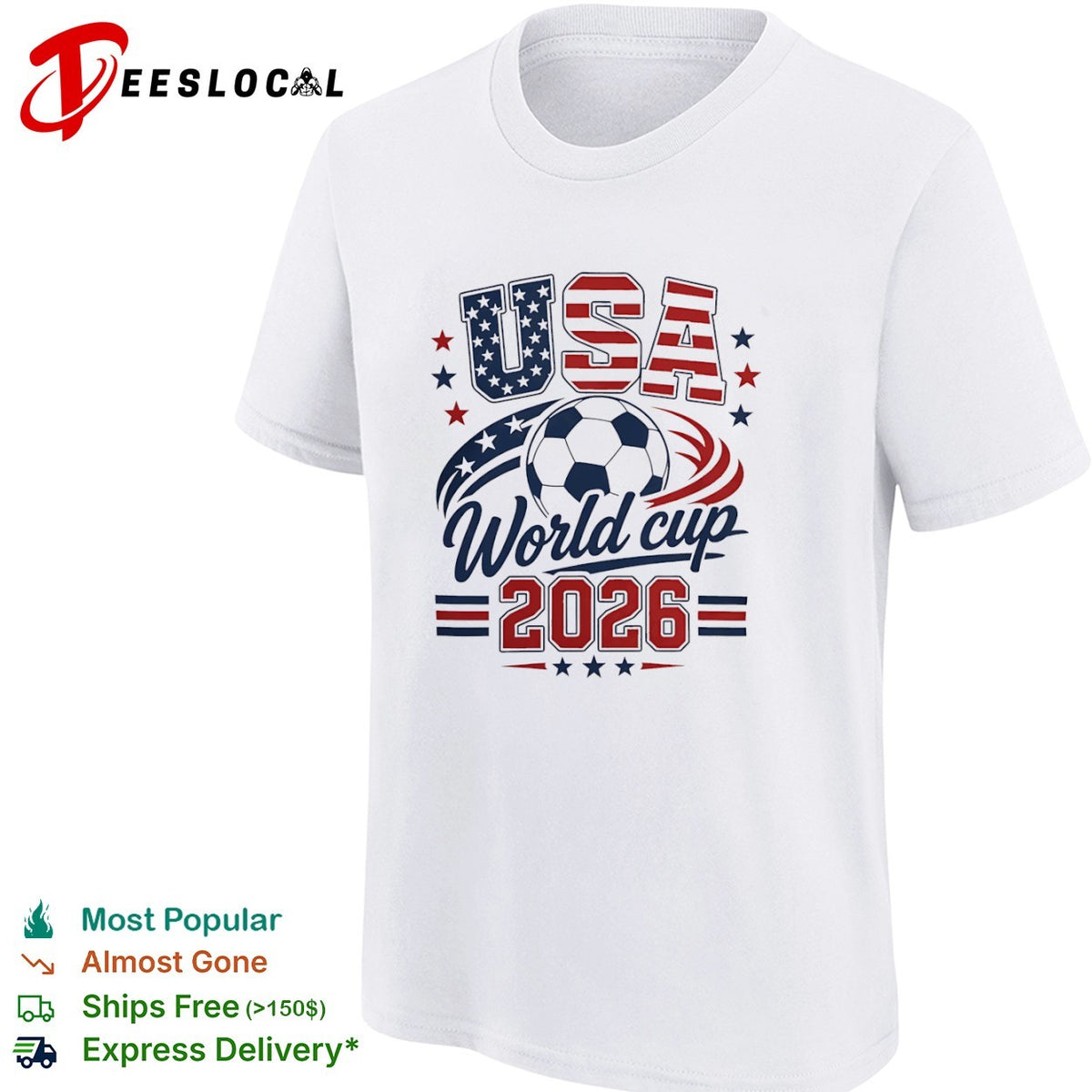 USA World cup 2026 soccer ball and national flag shirt