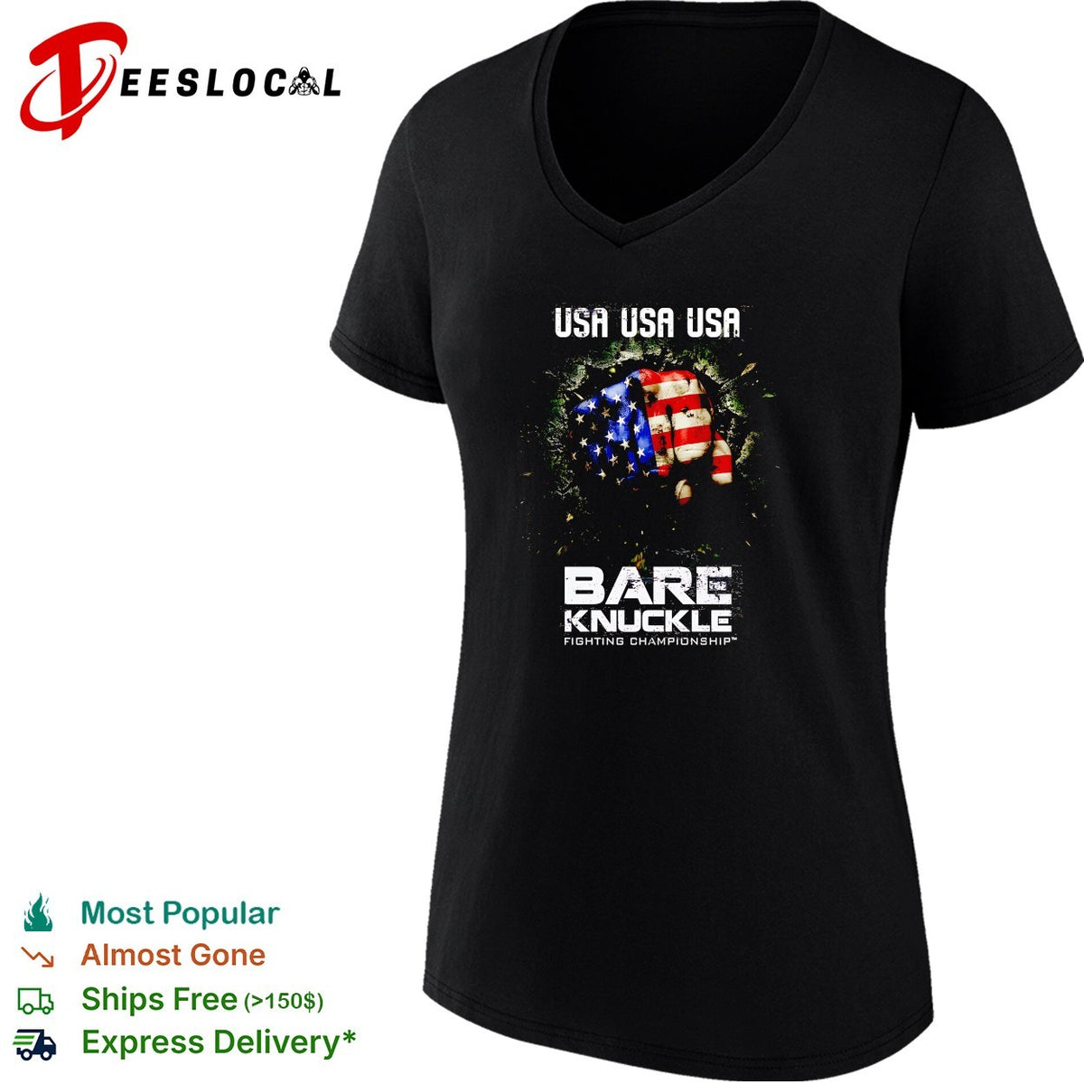 USA fist American flag bare knuckle fighting championship shirt