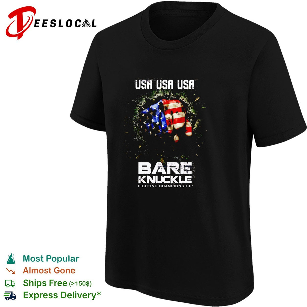USA fist American flag bare knuckle fighting championship shirt
