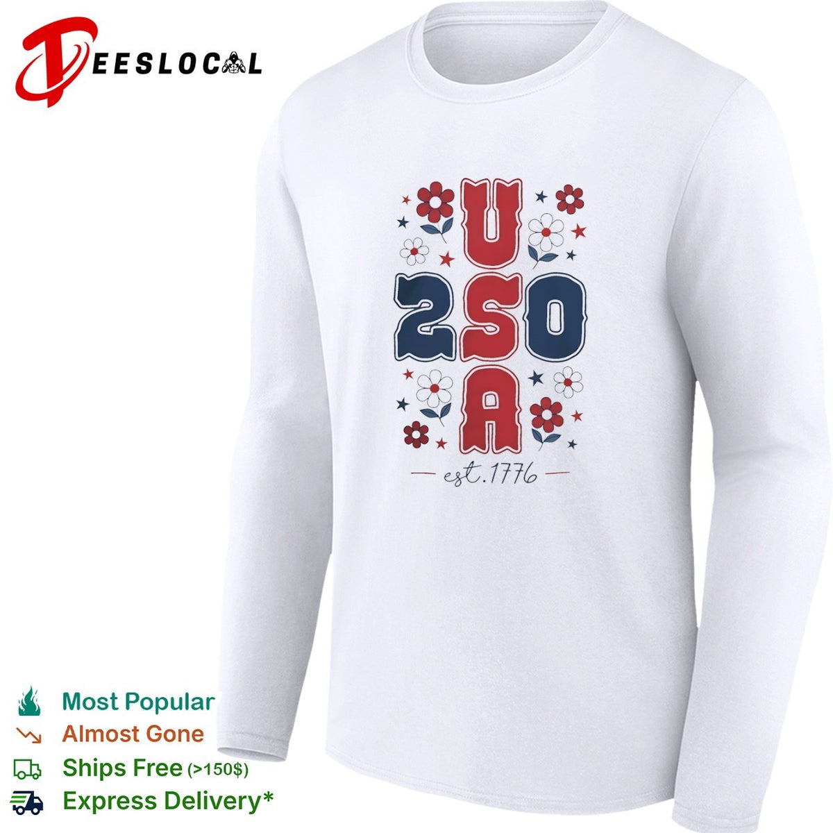 USA floral stars 250 est 1776 shirt