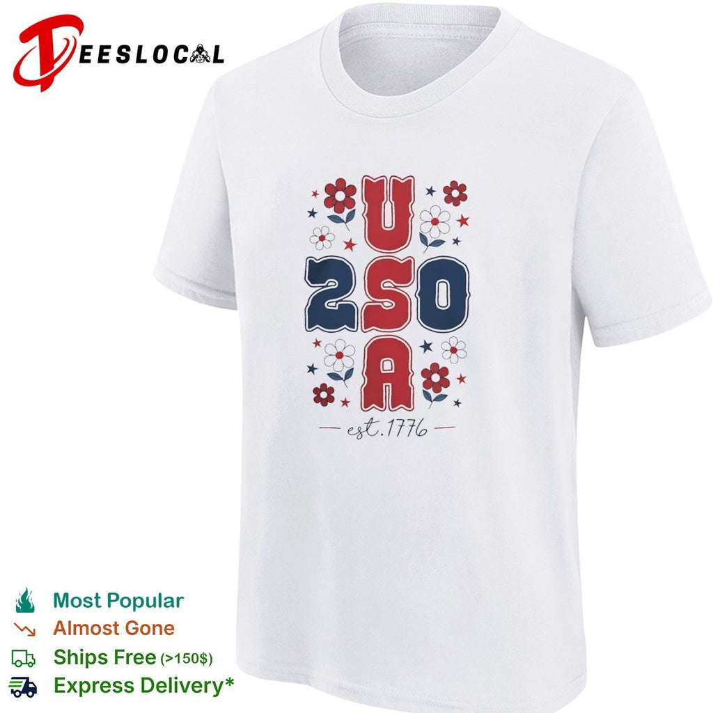 USA floral stars 250 est 1776 shirt