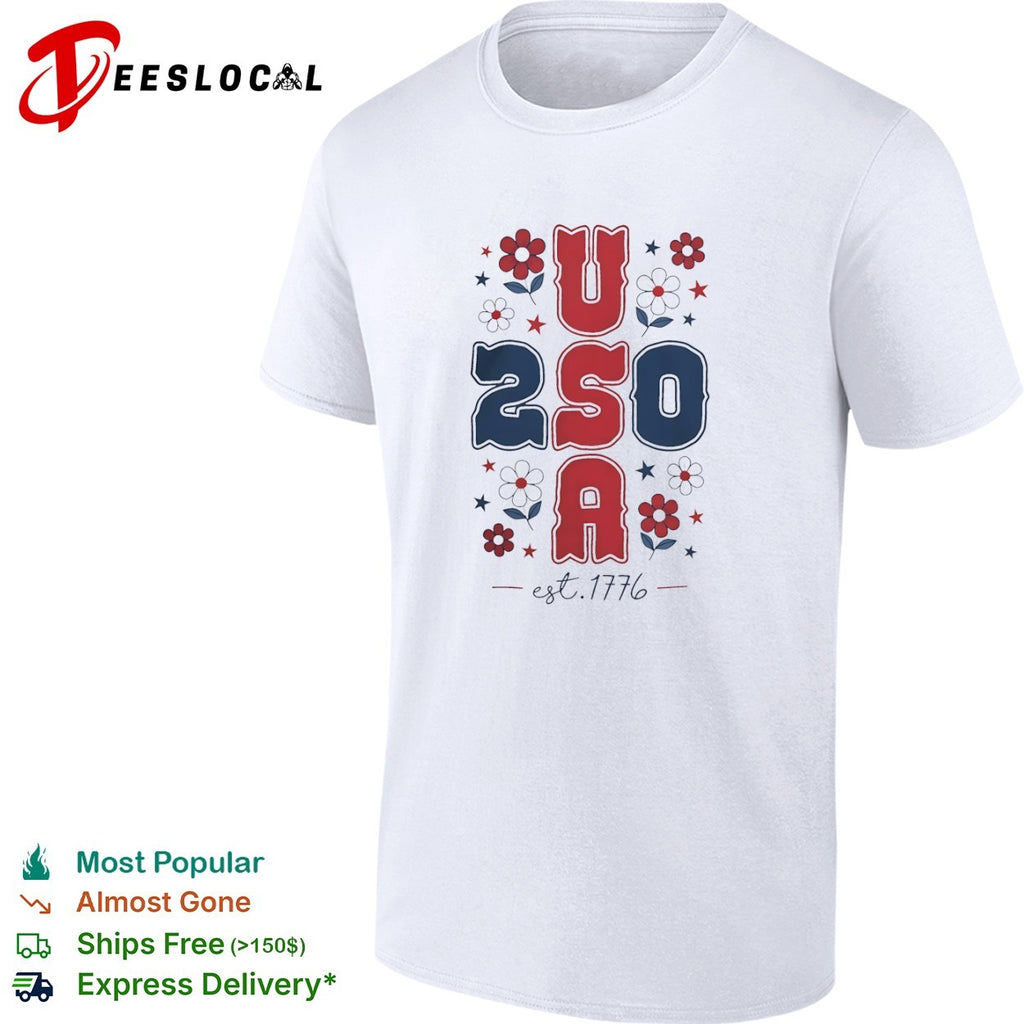 USA floral stars 250 est 1776 shirt