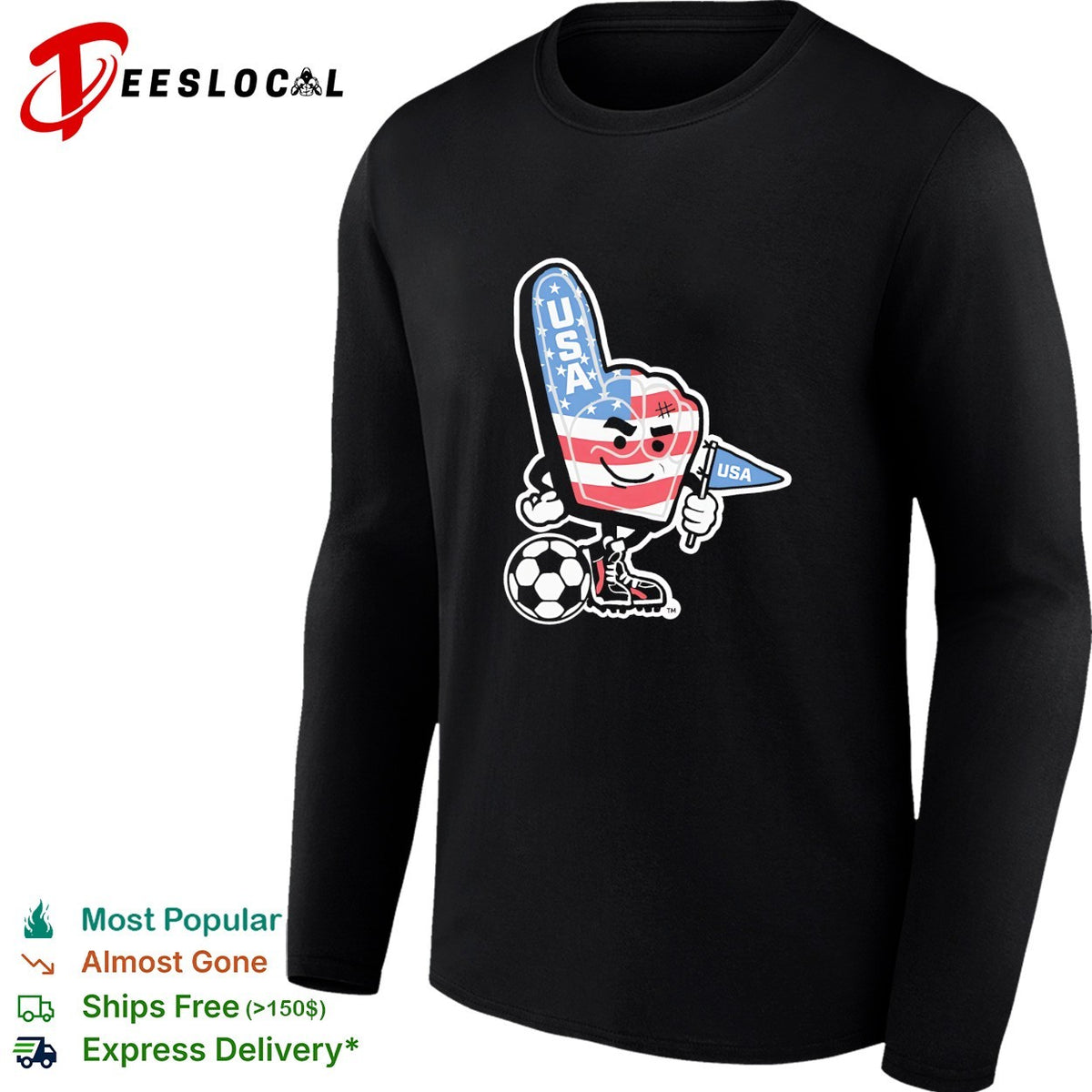 USA foam finger soccer mascot patriotic fan World Cup shirt