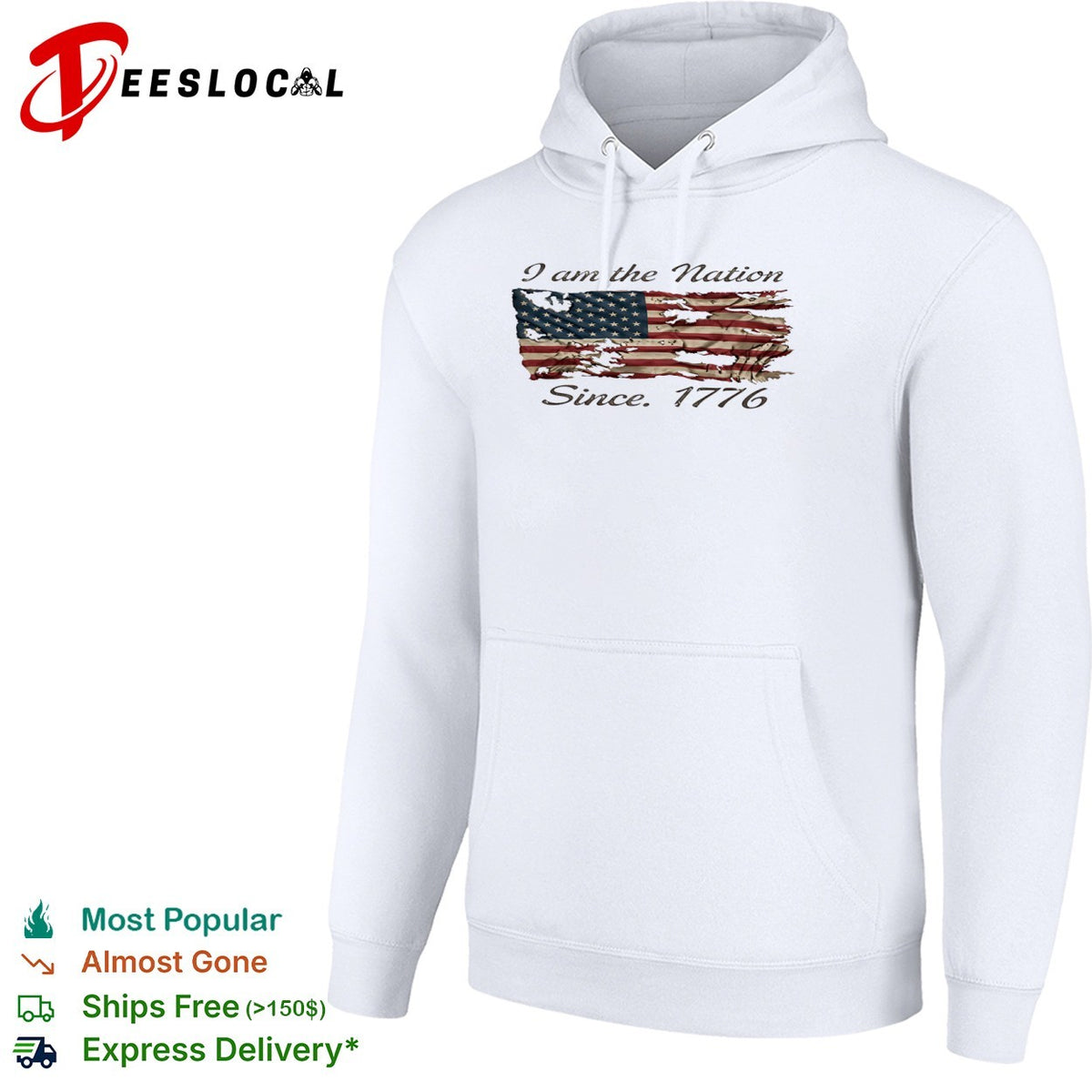 USA patriotic tattered flag I am the nation since 1776 shirt