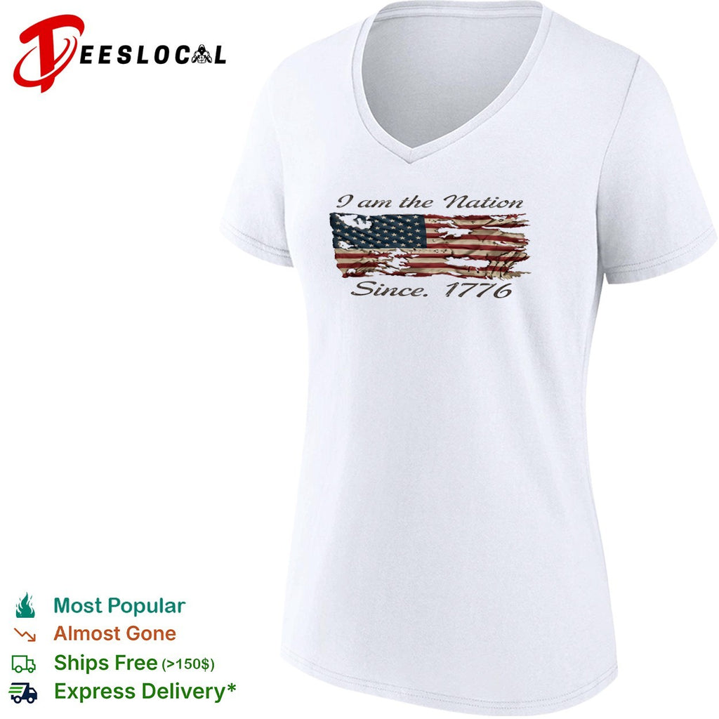 USA patriotic tattered flag I am the nation since 1776 shirt