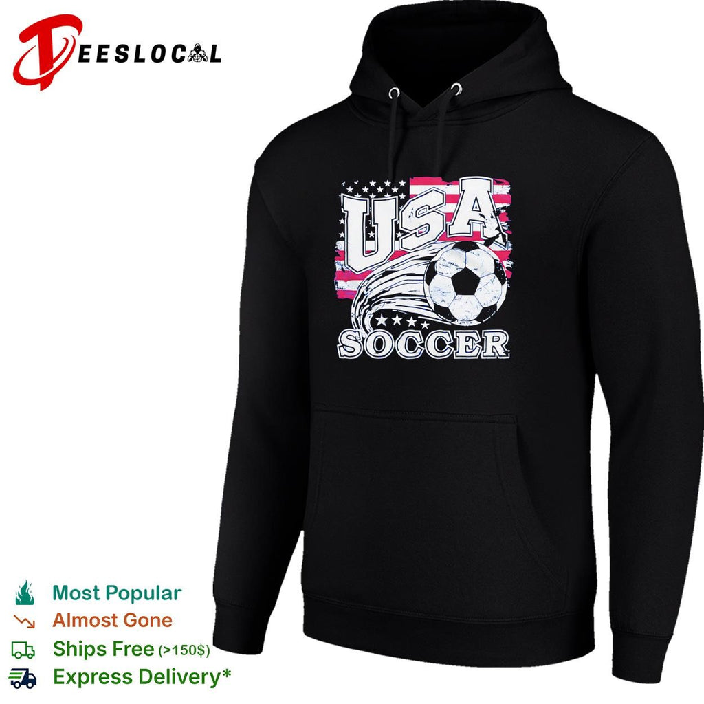 USA soccer ball flag stars patriotic blue shirt