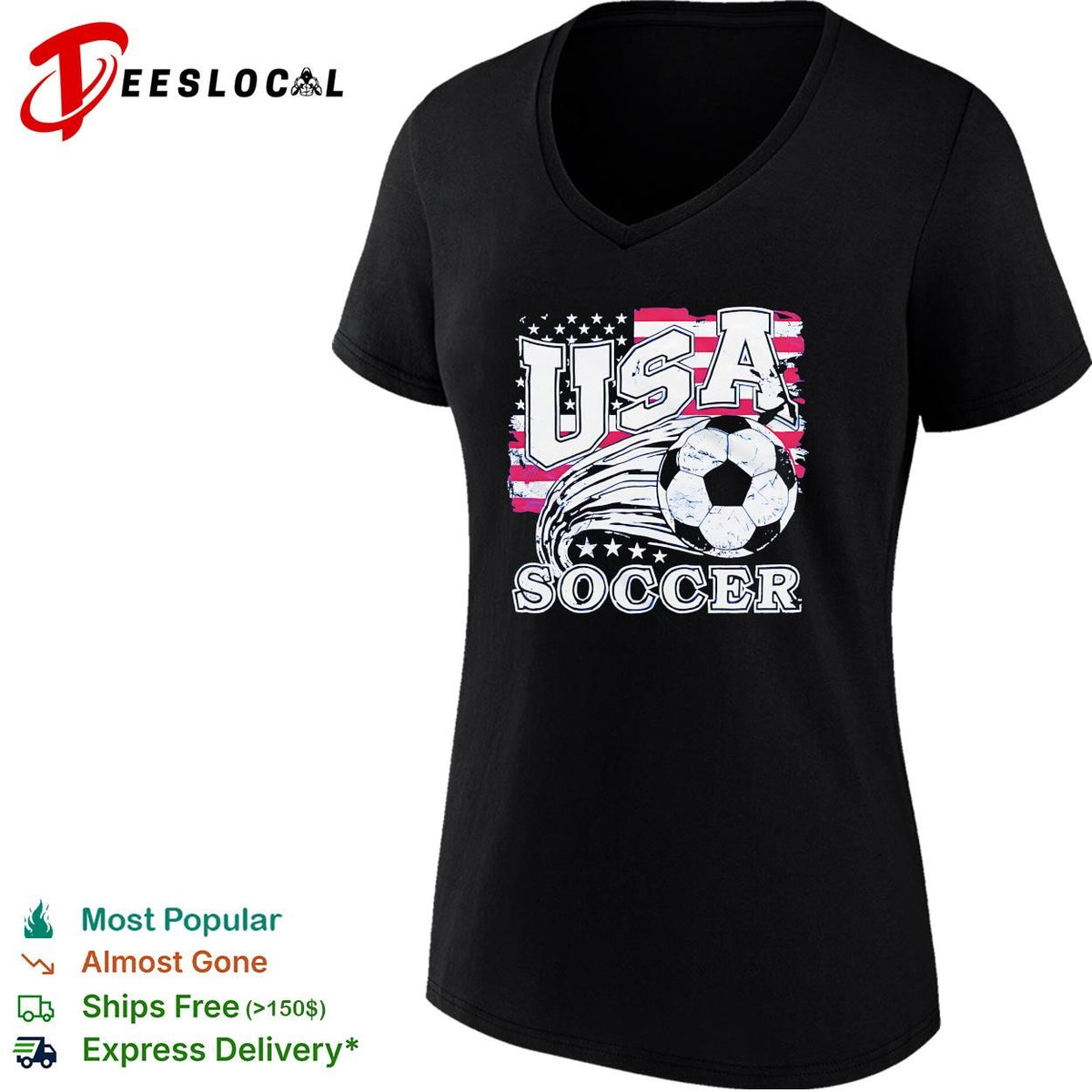 USA soccer ball flag stars patriotic blue shirt