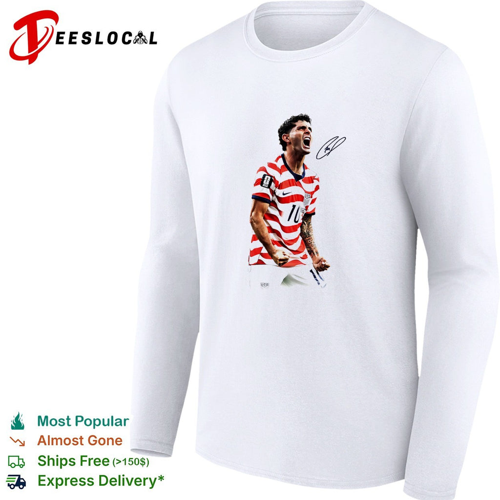 USA soccer national team player number 10 celebration triumphant action portrait shirt
