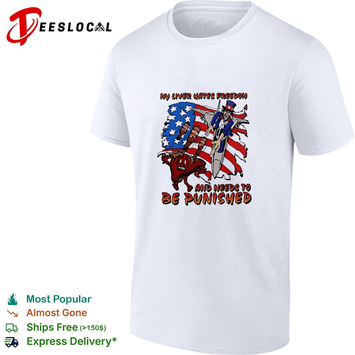 Uncle Sam My liver hates freedom and needs to be punished American shirt
