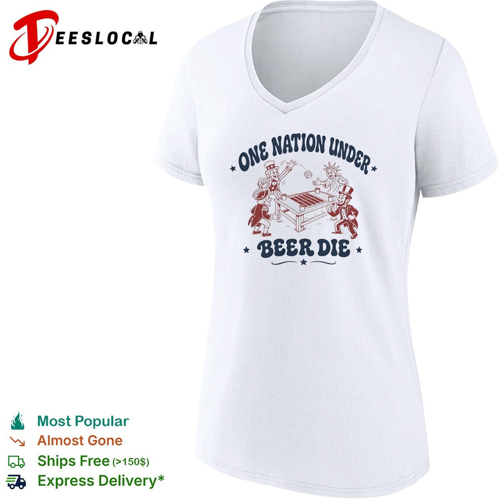 Uncle Sam Statue of Liberty George Washington Abraham Lincoln drinking game one nation under beer die shirt
