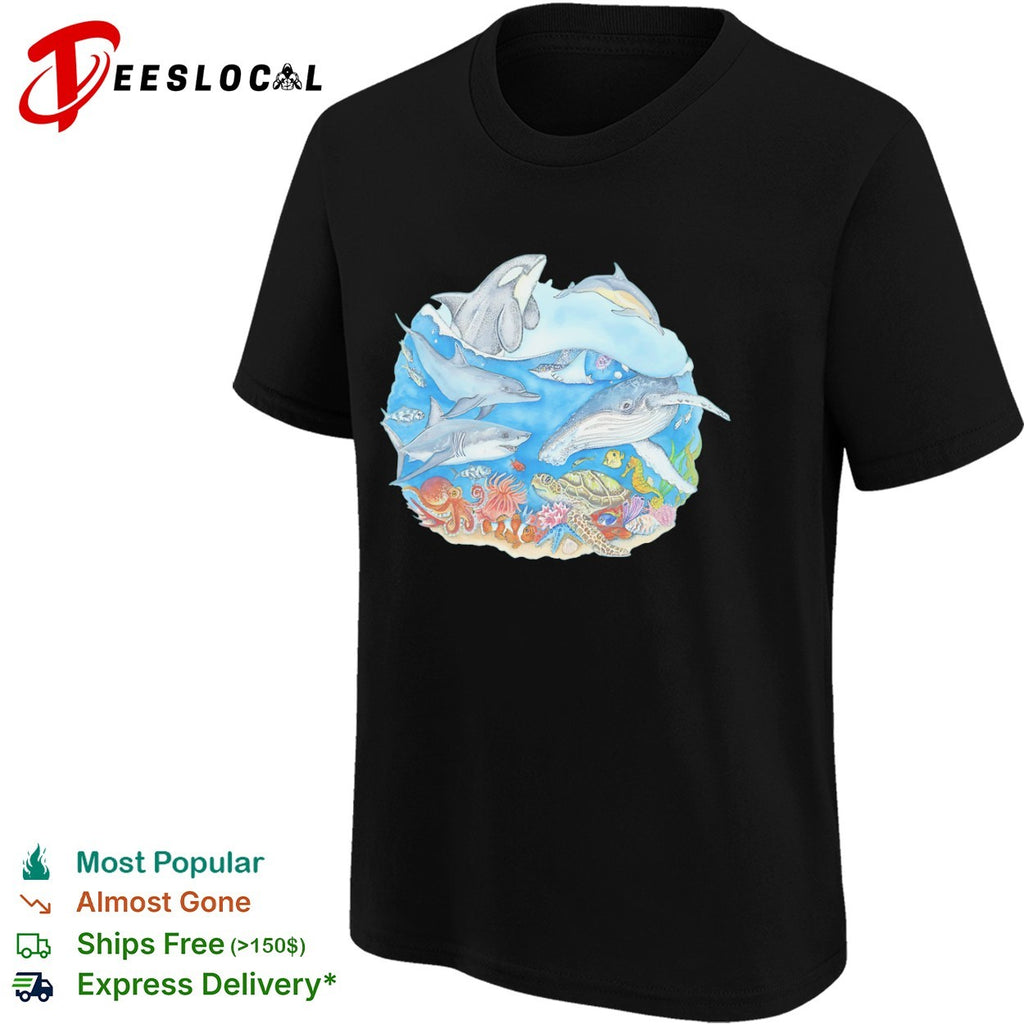 Underwater Marine Life Wildlife Ocean Whale Shark Octopus Sea Turtle shirt