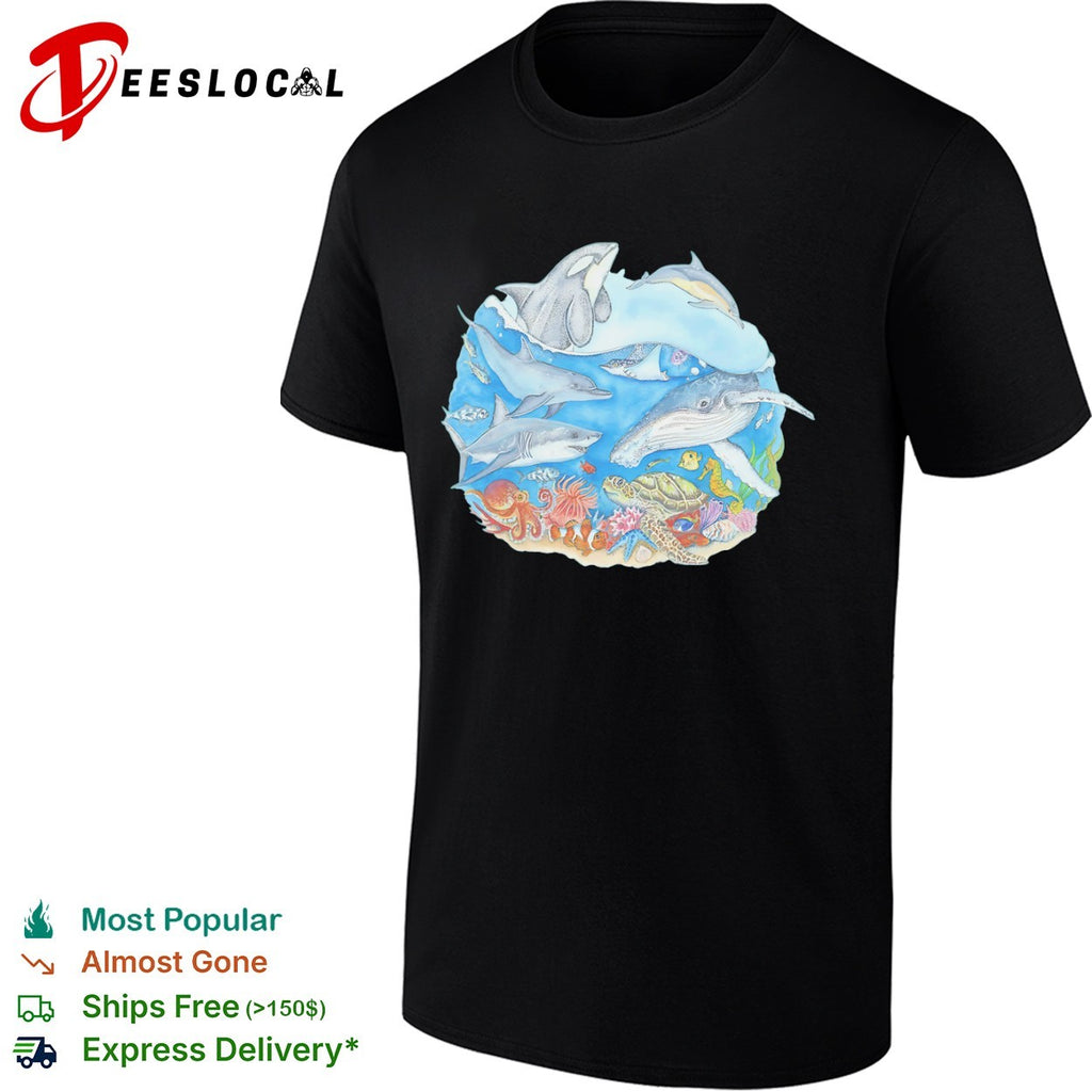 Underwater Marine Life Wildlife Ocean Whale Shark Octopus Sea Turtle shirt