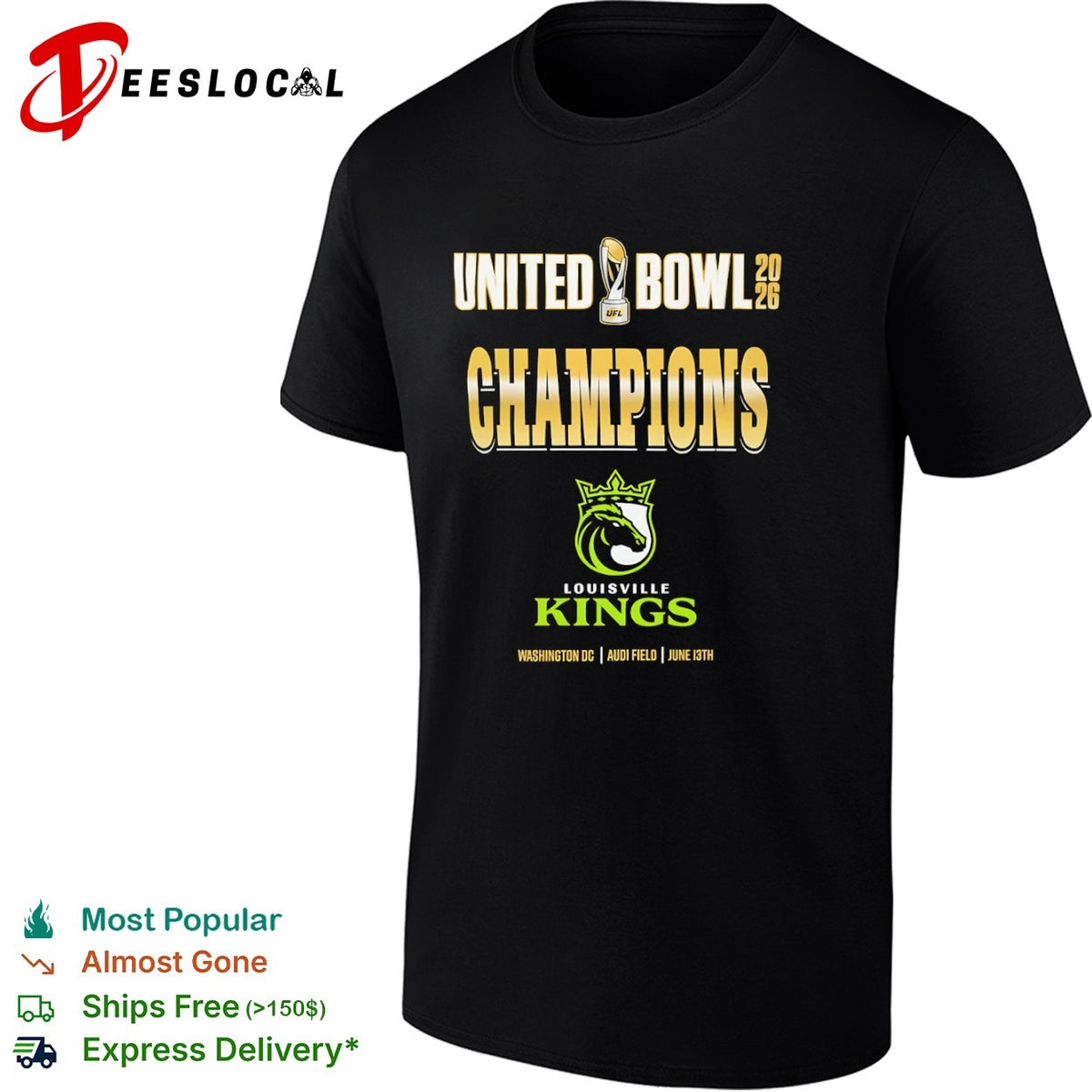 United Bowl 2026 Champions Louisville Kings Washington DC Audi Field June 13th shirt