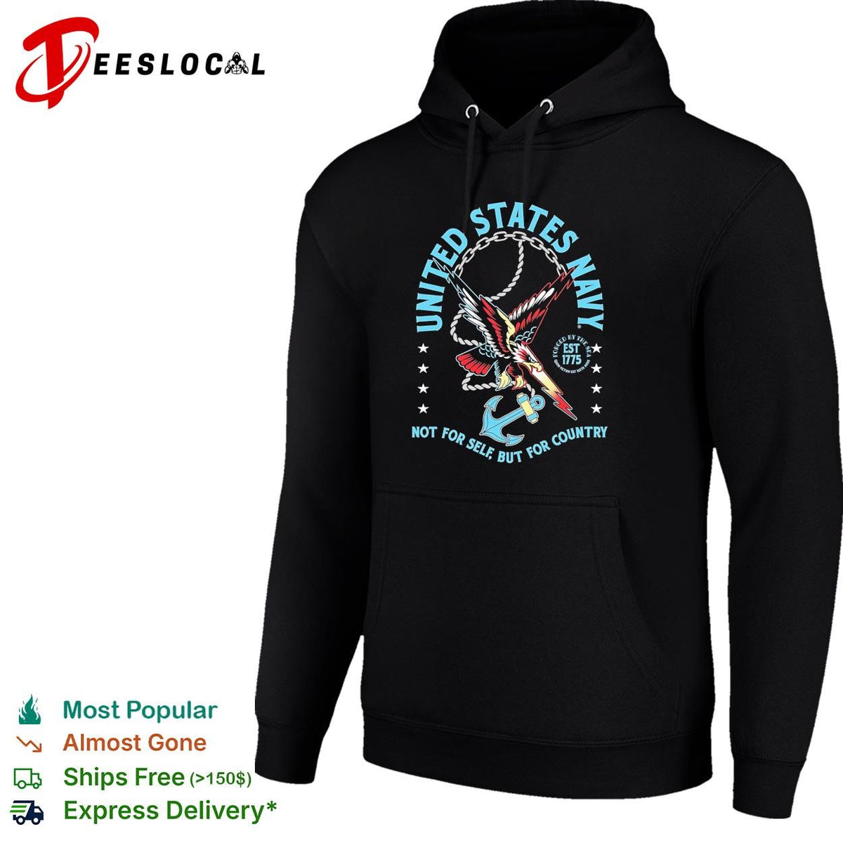 United States Navy not for self but for country eagle anchor est 1775 shirt