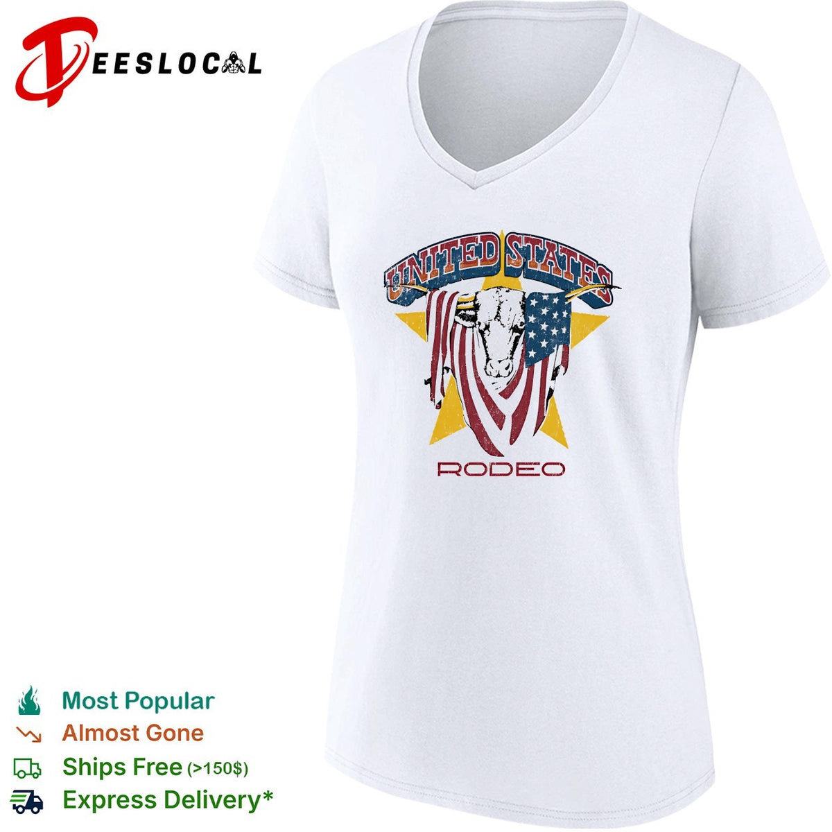 United States Rodeo Bull American Flag Yellow Star Country Western Rodeo shirt