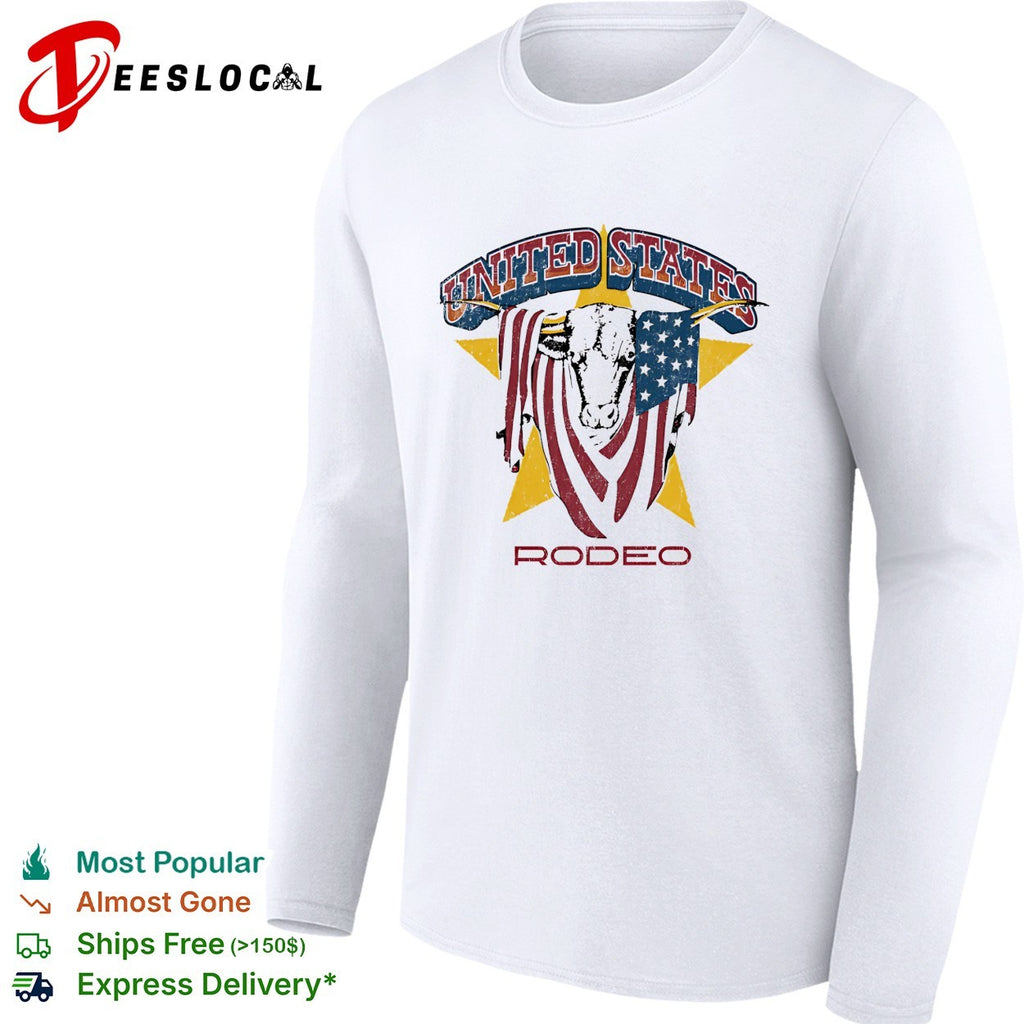 United States Rodeo Bull American Flag Yellow Star Country Western Rodeo shirt