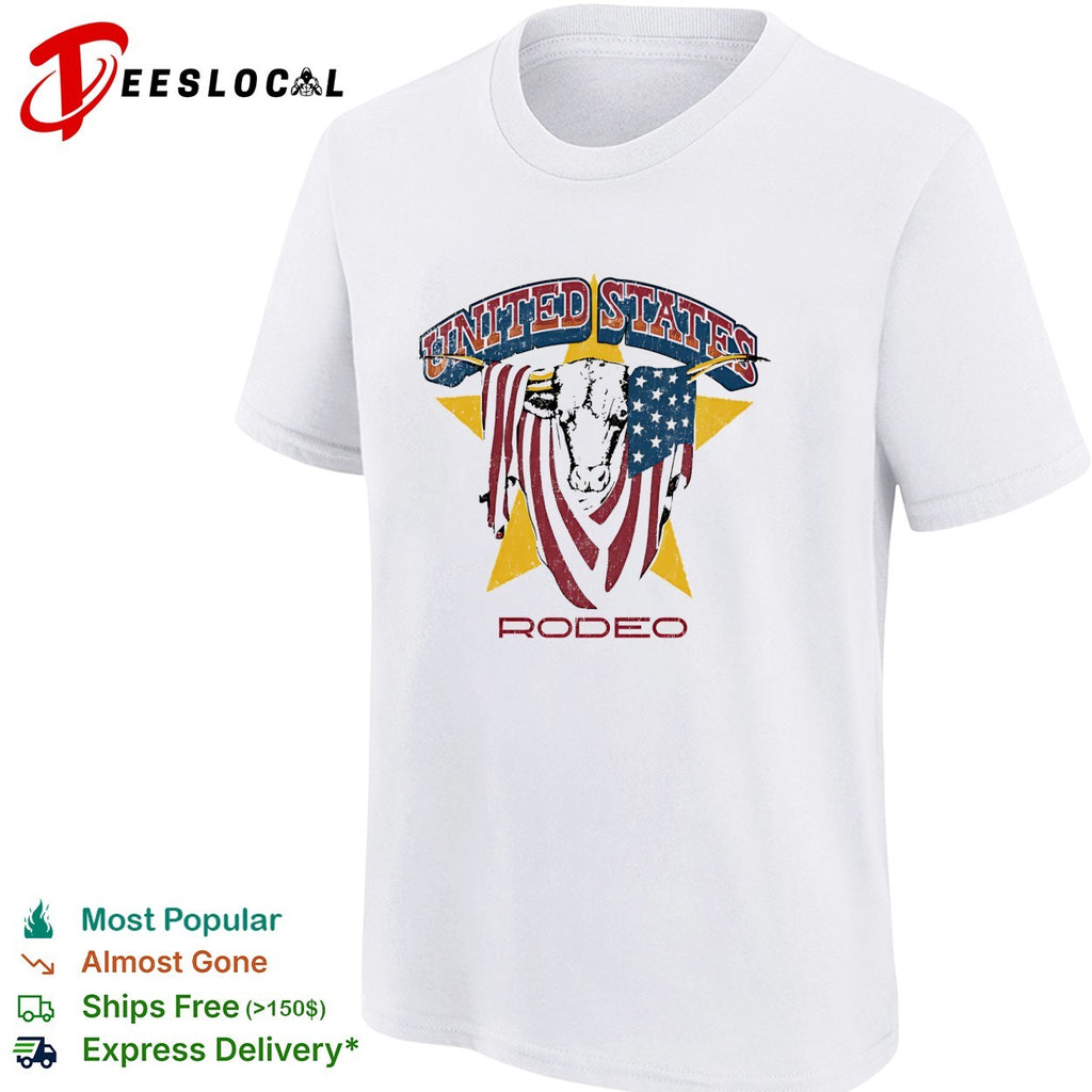 United States Rodeo Bull American Flag Yellow Star Country Western Rodeo shirt