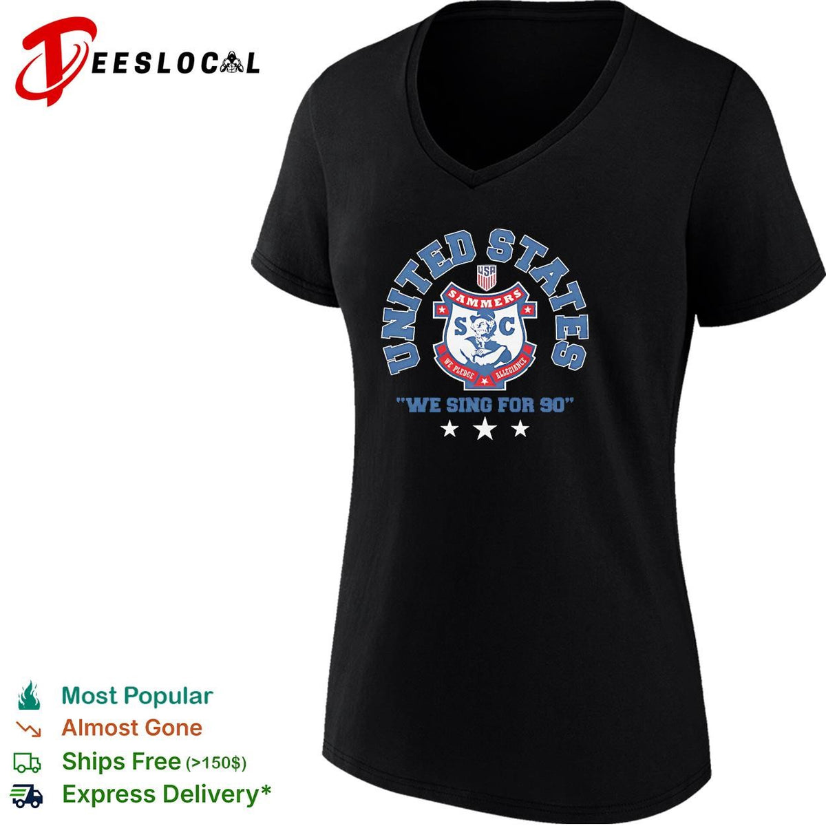 United States Sammers we sing for 90 soccer fan graphic shirt